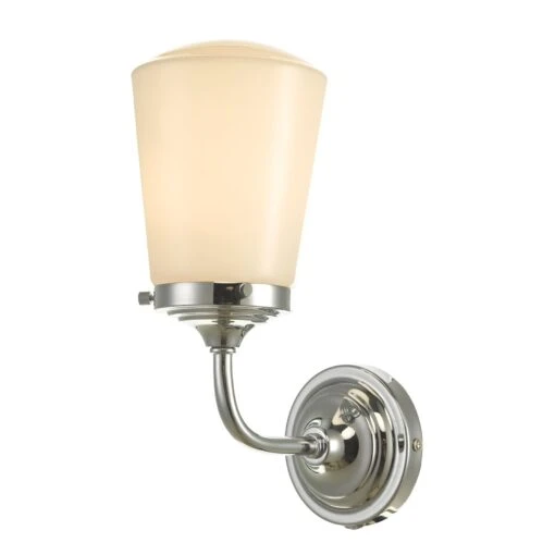 Caden Bathroom Wall Light Polished Chrome Opal Glass IP44