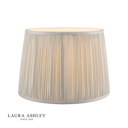Laura Ashley Hemsley Pleated Silk Empire Drum Shade Silver 20cm/8 Inch